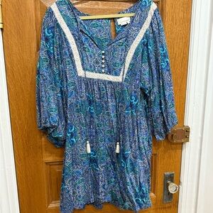 Anthropologie Indigo and Azure Patterned Fabric